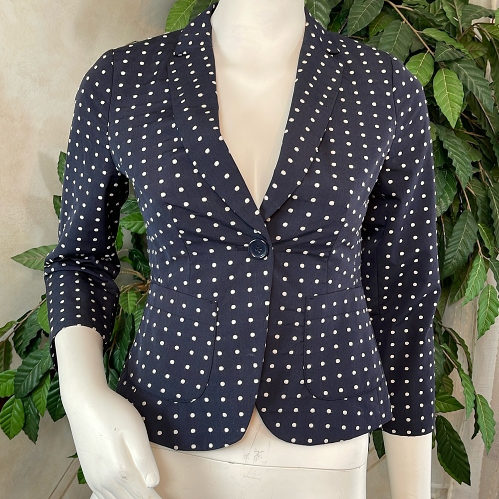THE LIMITED NAVY POLKA DOT BLAZER